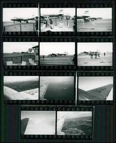 8x Foto Kontaktkopie Kontaktabzug vom Negativ Flugplatz Flugzeuge 1950er 3x4cm