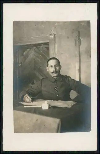 Foto AK 1. WK Soldat Portrait Armierungs-Bataillon 24 Feldpost 1917 gel.