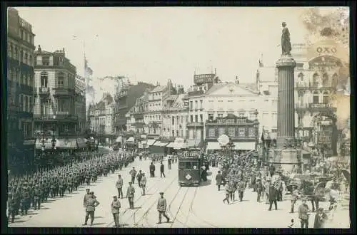 3x Foto AK 1.WK Lille Nord, La Grande Place marschierende deutsche Soldaten uvm.