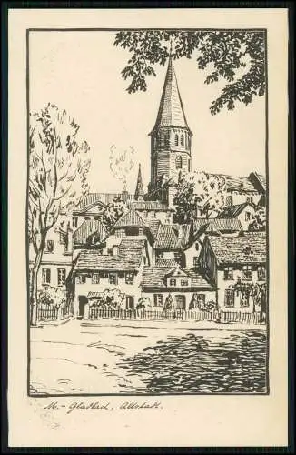 AK Mönchengladbach, Altstadtpartie mit Kirche - Heimatbilder vom Niederrhein.