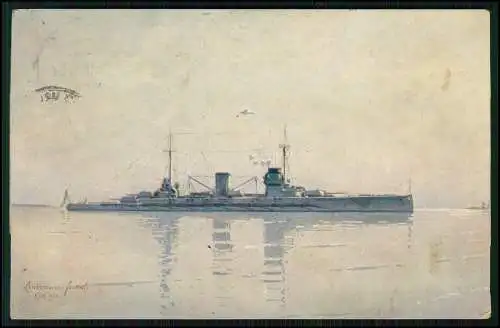 AK SMS Moltke Kaiserliche Marine Kriegsschiff Lindemann Frommel 1912 gelaufen