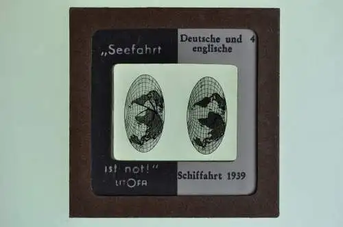 Orig. Dia Litofa 5x5 cm Deutsche und englische Schifffahrt 1939