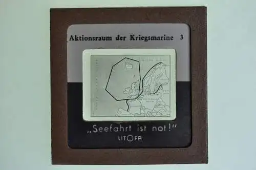 Orig. Dia Litofa 5x5 cm Aktionsraum der Kriegsmarine rund um England