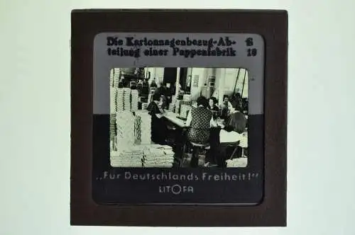 Orig. Dia Litofa 5x5 cm Die Kartonagen-Bezug-Abteilung einer Pappenfabrik