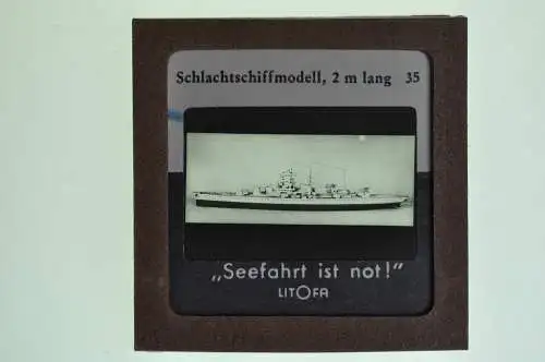 Orig. Dia Litofa 5x5 cm Schlachtschiff Modell 2 m lang