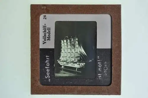 Orig. Dia Litofa 5x5 cm Segelschiff als Vollschiffmodell