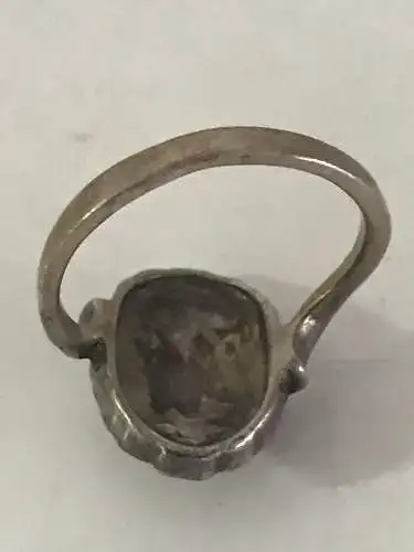 Alter Silber-Ring mit Stempel und Steine einige der Steine fehlen