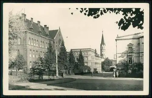 Foto AK Głuchołazy Zdrój Bad Ziegenhals Schlesien Straßenansicht mit Kirche