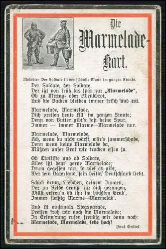 2x AK 1. WK Die Fettkart - Die Marmelade-kart - Feldpost 1916 gelaufen n. Lemgo