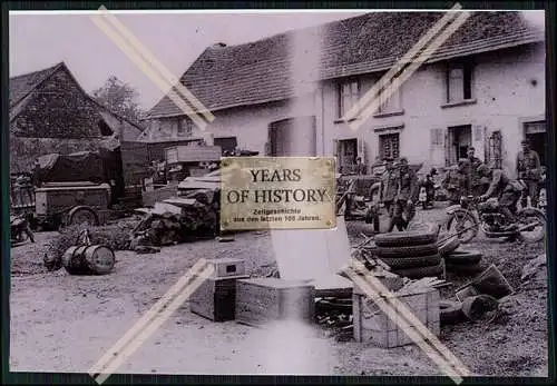 6x Repro Foto Soldaten Wehrmacht Frankreich Belgien Quartier Dorf Fahrzeuge uvm.