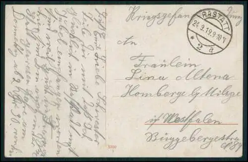 AK Rastatt Schwarzwald Schloss Favorite Kriegsgefangenen-Post POW 1919 gelaufen
