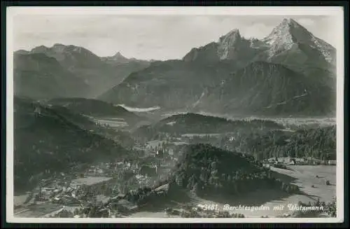 Foto AK Berchtesgaden in Oberbayern Blick zum Ort mit Watzmann 1934 gelaufen