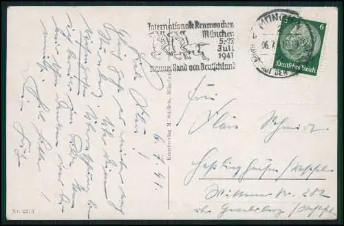 AK München Feldherrnhalle Taubenfütterung Stempel Rennwochen Juli 1941 gelaufen