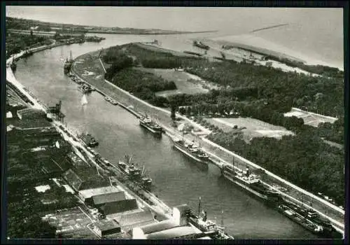 Foto AK Polen Neufahrwasser Gdańsk Danzig am Hafenkanal Luftbild Fliegeraufnahme