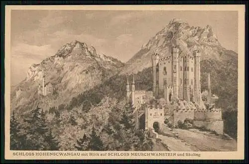 6x Original alte Foto AK -Schwangau Schloss Neuschwanstein historische Ansichten