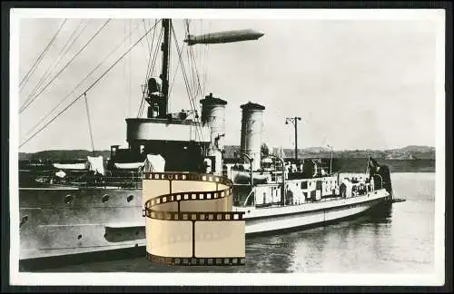 Foto AK Schiff Drache 1908 Kriegsschiff mit Zeppelin im 2.WK Artillerieschulboot