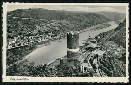 AK Hatzenport Blick auf Mosel den Ort und Burg Bischofstein aus der Vogelschau