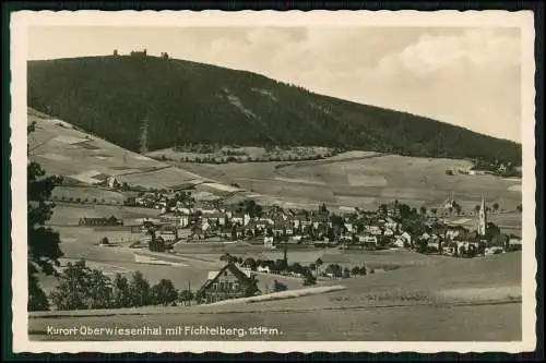 Echt Foto AK Oberwiesenthal im Erzgebirge Sachsen, Panorama mit Fichtelberg 1936
