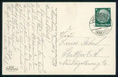 Foto AK Ansichtskarte Meersburg Bodensee, Blick auf Ort vom See 1934 gelaufen