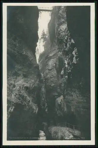4x alte Foto AK Bayern Partnachklamm Ravenna Wasserfall Riessersee Badersee