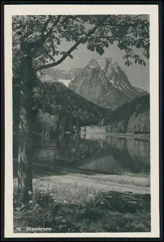 4x alte Foto AK Bayern Partnachklamm Ravenna Wasserfall Riessersee Badersee
