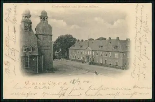 AK Clausthal Zellerfeld am Markt mit Marktkirche uvm. 1900 Bahnpost gelaufen