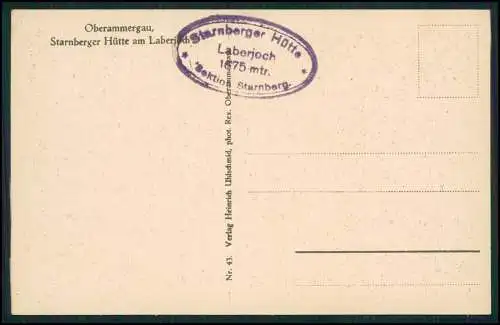 AK Oberammergau Stempel Starnberger Hütte am Lagerjoch am Laberberg-Gipfel