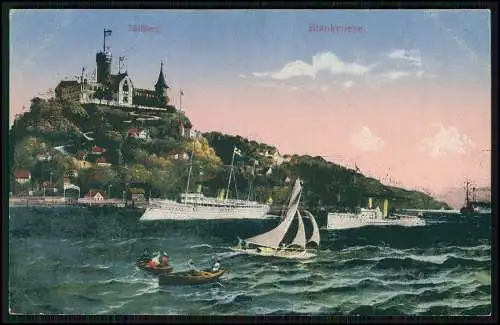 AK Hamburg Altona Blankenese, Süllberg, Dampfer, Segelboot, Lachmund 1911