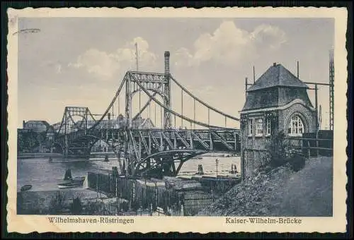 AK Ansichtskarte Wilhelmshaven-Rüstringen, Kaiser-Wilhelm-Brücke 1927 gelaufen