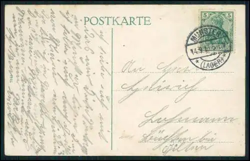 AK Ansichtskarte Munster Lager Baracken des Truppenübungsplatzes 1913 gelaufen
