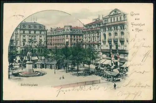 AK Litho Lithographie Gruß aus Frankfurt am Main Schillerplatz 1905 gelaufen