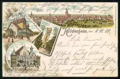 AK Litho Lithographie Gruß aus Hildesheim in Niedersachsen 1901 gelaufen