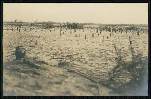 2x Foto AK 1.WK Bunker Graben Stellung Unterstände 1917 Russ. Sperren Hochwasser