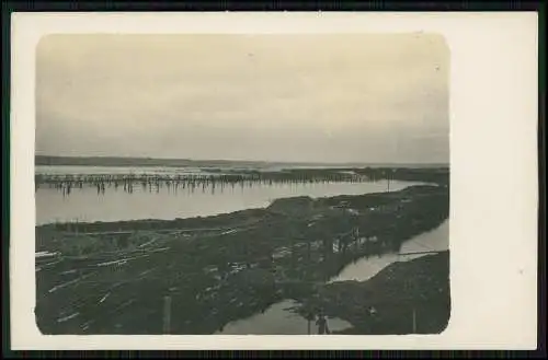 2x Foto AK 1.WK Bunker Graben Stellung Unterstände 1917 Russ. Sperren Hochwasser