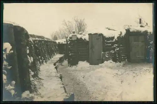 2x Foto AK 1.WK Bunker Graben Stellung Unterstände 1917 Russ. Sperren Hochwasser