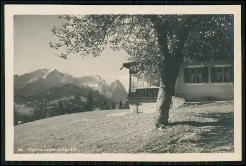 2x Foto AK Blick auf Garmisch Partenkirchen und Haus beim Gschwandtnerbauer 1933