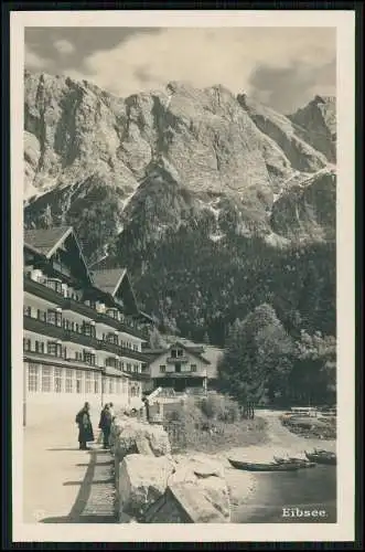 2x Foto AK Garmisch Partenkirchen in Oberbayern, Eibseehotel mit Zugspitze 1933