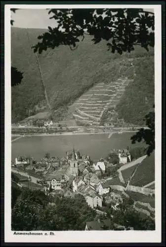 Echt Foto Postkarte AK Assmannshausen Rüdesheim Rhein Ort u. Hanglage gegenüber