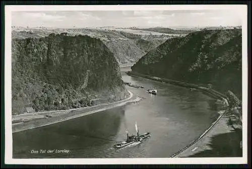 Echt Foto AK Sankt Goarshausen Rhein Loreleyfelsen das Rheintal Dampfer Schiffe