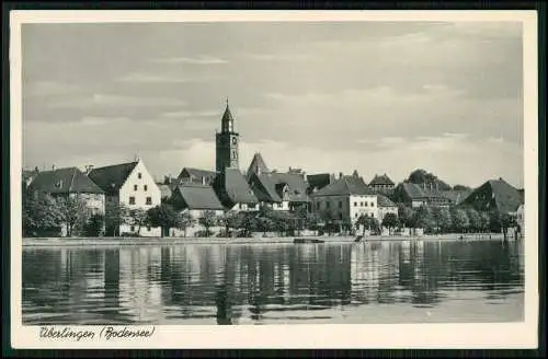 AK Überlingen am Bodensee Blick vom See auf Ort und St. Nikolaus-Münster Kirche