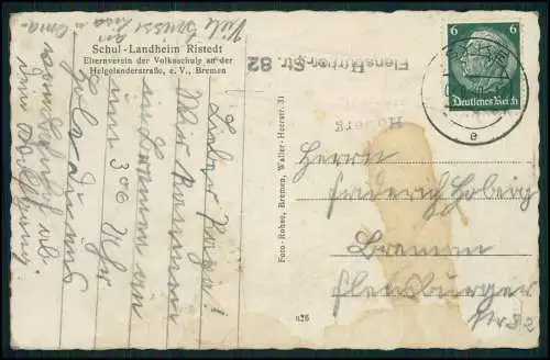 1x AK 2x Foto Schullandheim Ristedt Syke 1940 gelaufen Elternverein e.V. Bremen