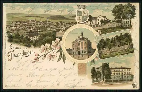 AK Litho Treuchtlingen Altmühltal Bahnhofstraße, Schloss, Rathaus 1902 gelaufen