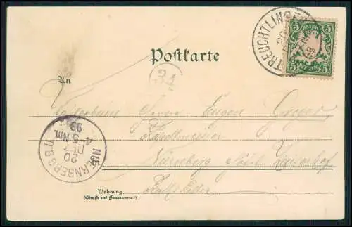 AK Litho Treuchtlingen Altmühltal Bahnhofstraße, Schloss, Rathaus 1902 gelaufen