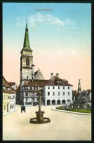 AK Schwabach Mittelfranken Bayern, Marktplatz, Kirche, Brunnen, Denkmal 1905