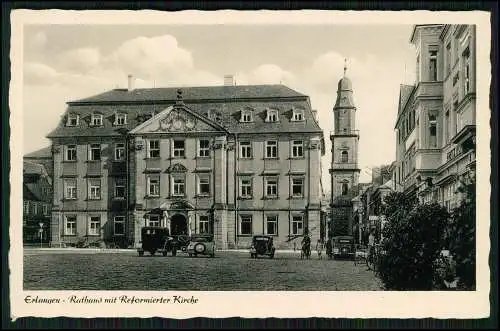 AK Erlangen, Partie am Rathaus Standesamt mit Blick nach der reformierten Kirche