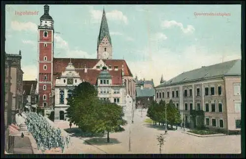 AK Ingolstadt, Blick über den Gouvernement-Platz 1913 gelaufen