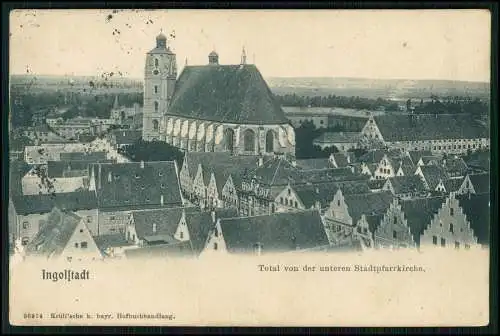 AK Ingolstadt, Totale von der unteren Stadtpfarrkirche aus gesehen 1906 gelaufen