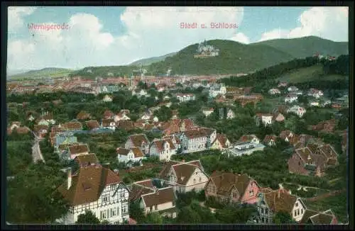 AK Ansichtskarte Wernigerode im Harz Stadt und Schloss Wernigerode 1910 gelaufen