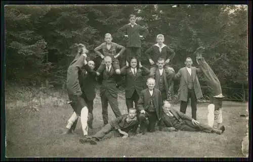 9x Foto AK fröhliche Männer und Damen um 1930 aus Dortmund Reise in der Region.