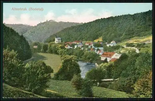 AK Altenbrak Thale im Harz, Bodetal, Totalansicht, Wohnhäuser, Kirche 1910